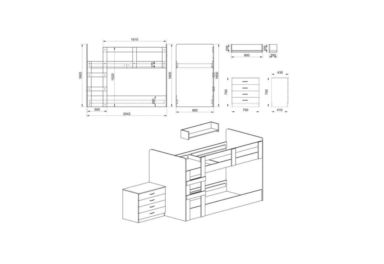 Doppelbett set Junior (90x200)