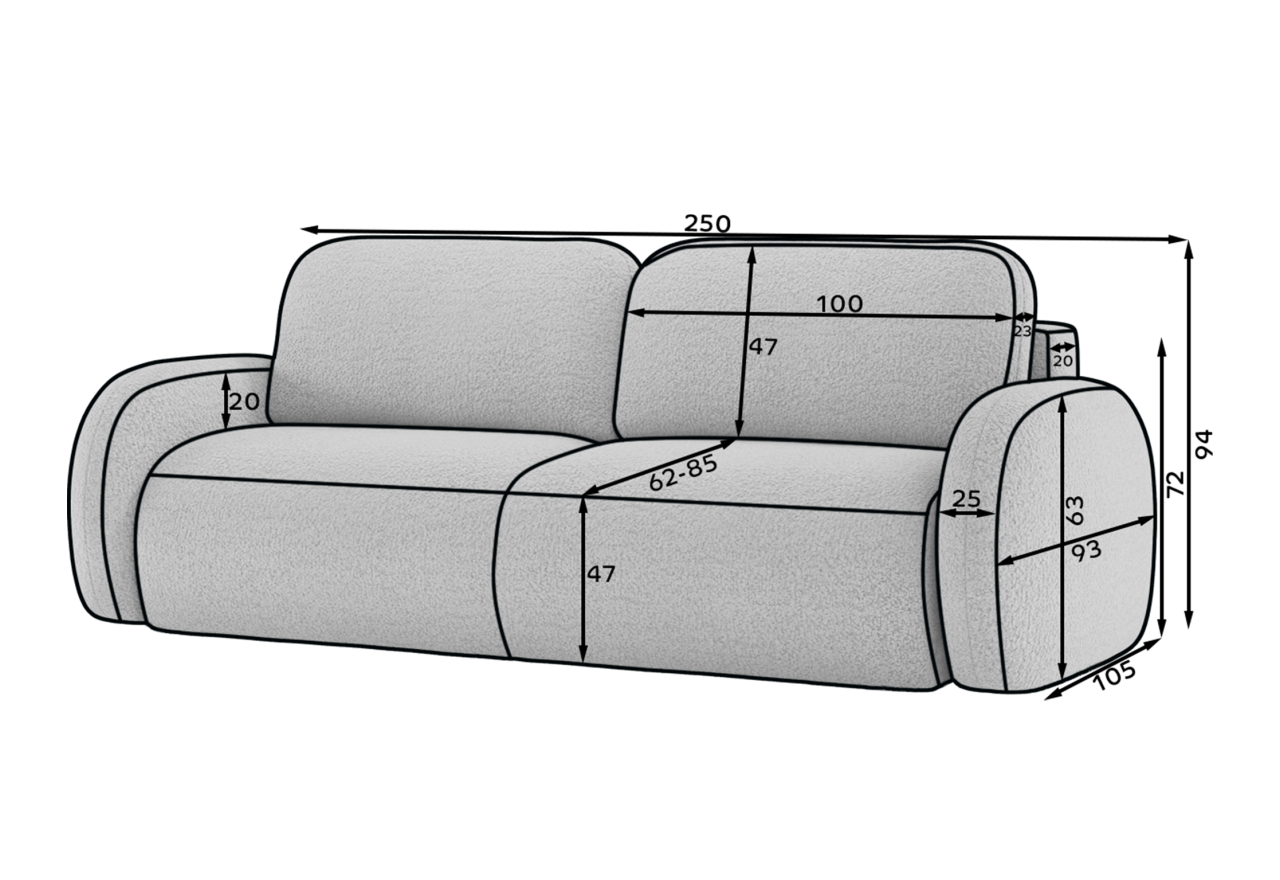 3 Pers. Couch Opal