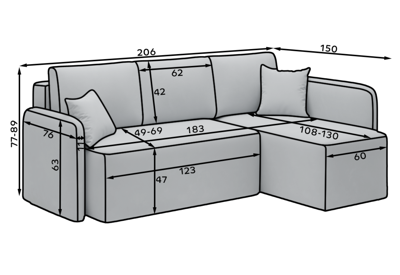 Ecksofa Sergy L/An Lager