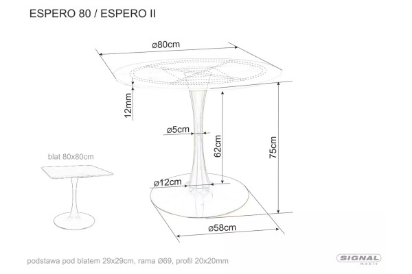 Esstisch Espero B (o80x75)