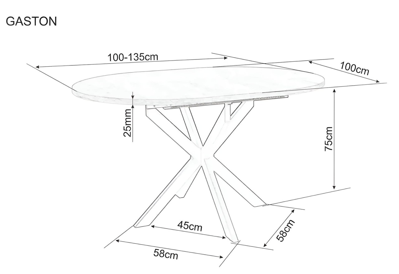 Esstisch Gaston Premium XL (76x100-135)/ An Lager