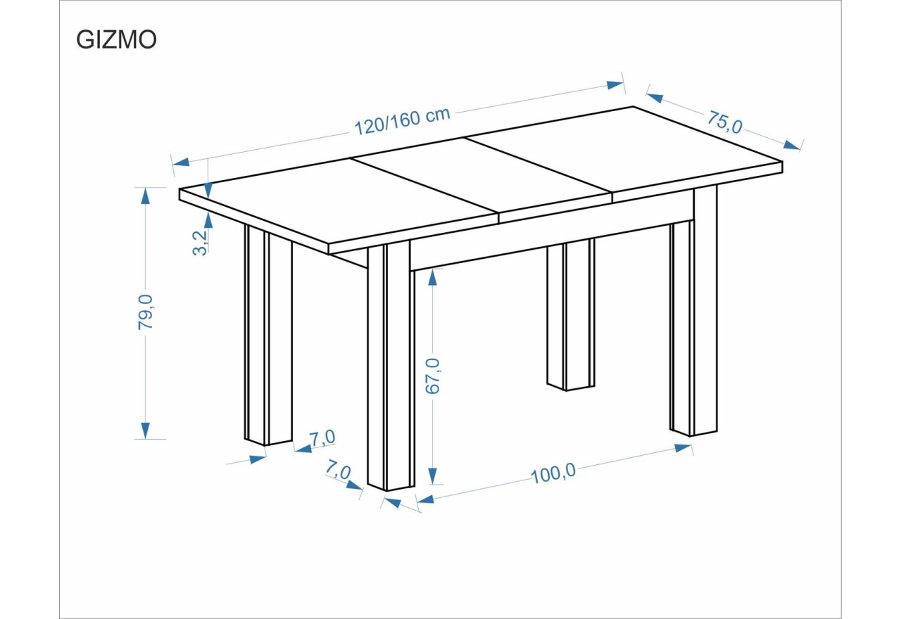 Esstisch Gizmo (75x120-160)