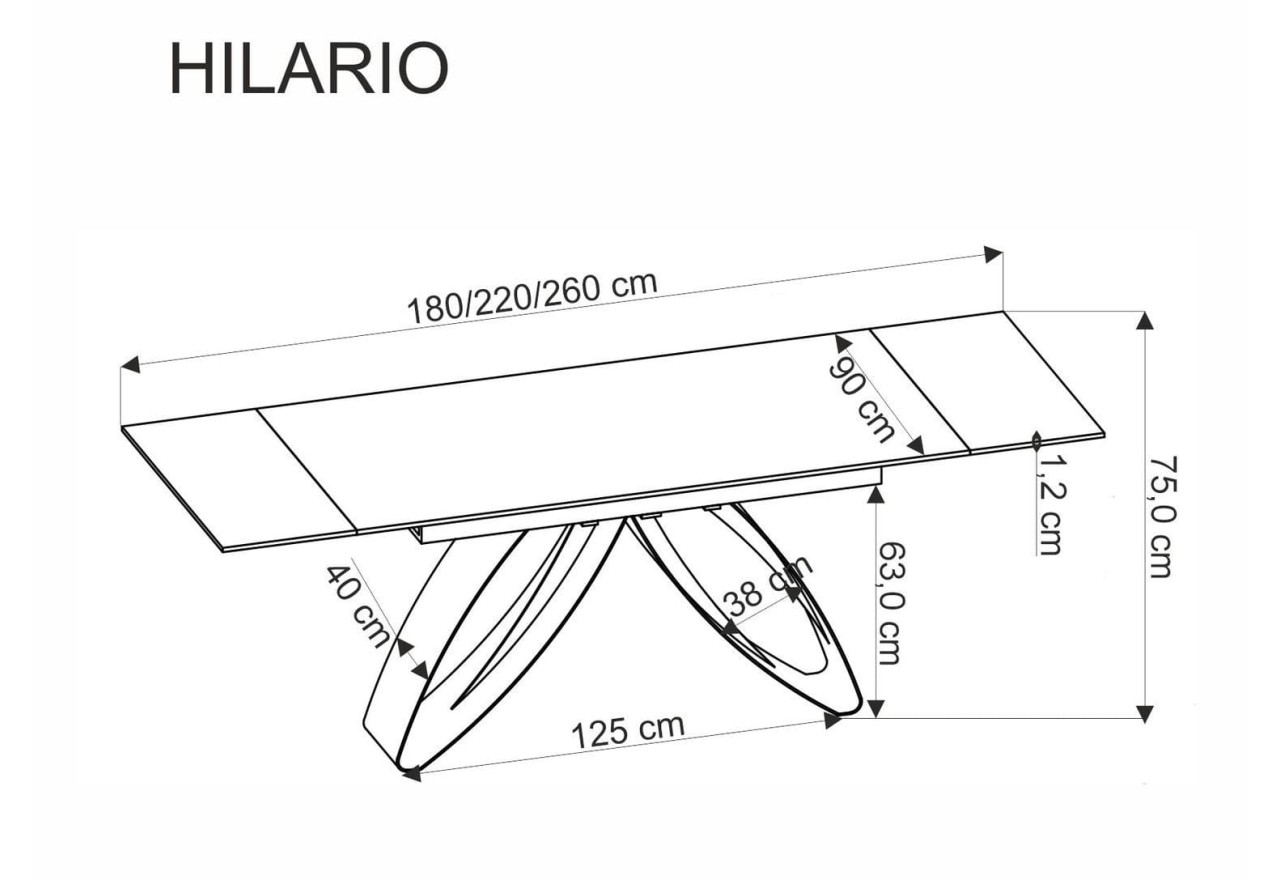 Esstisch Hilario Lux (90x180-260)