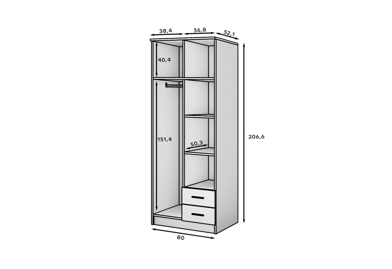 Kleiderschrank Carera Lux (80cm)