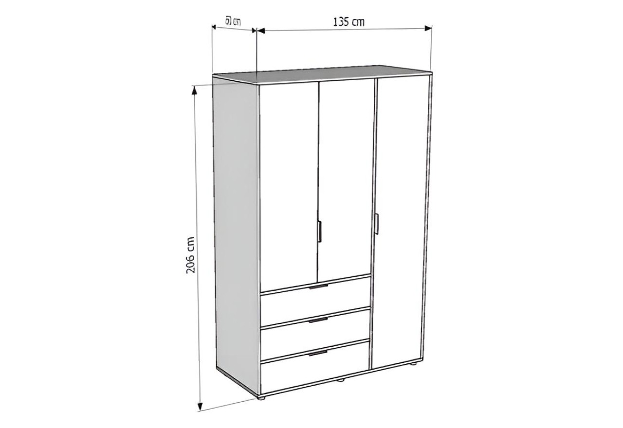 Kleiderschrank Deni M (135cm)