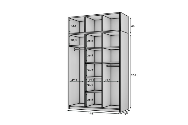 Kleiderschrank Kango (150cm)