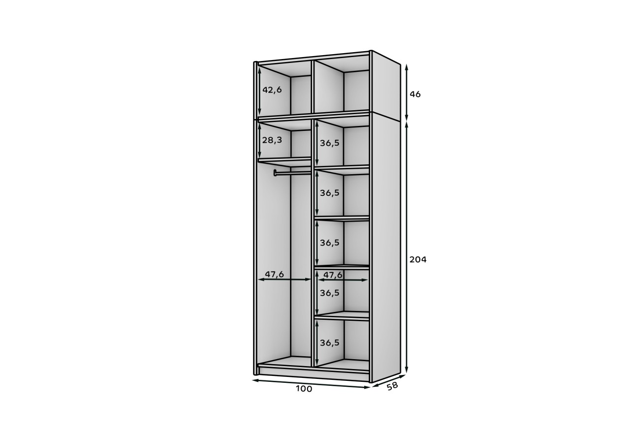 Kleiderschrank Loft XL (100cm)