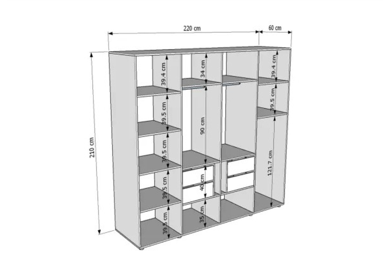 Kleiderschrank Pissa (220cm)