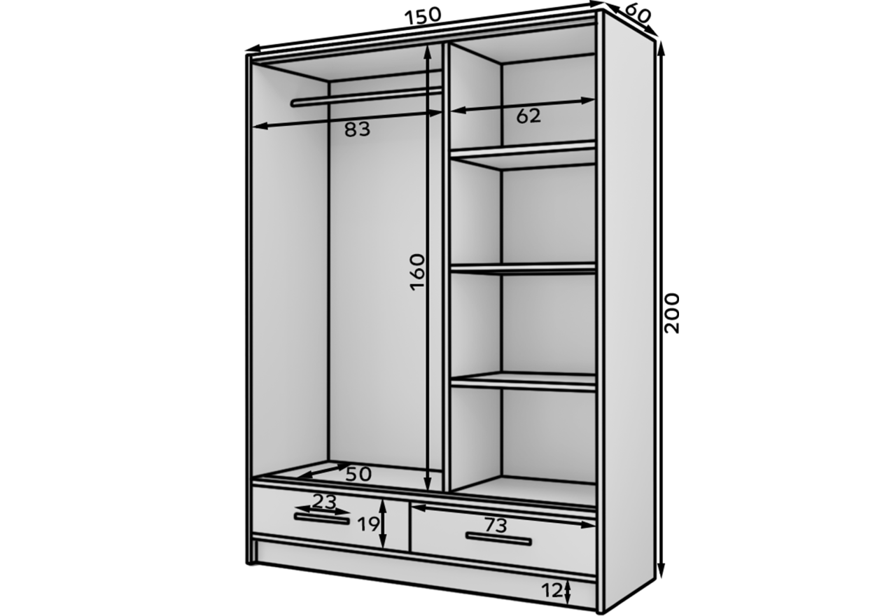 Kleiderschrank Rovin Lux (150cm) 