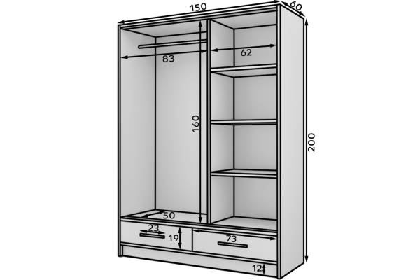 Kleiderschrank Rovin Lux (150cm) 