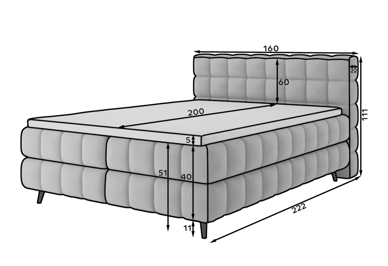 Boxspringbett Damian M (160x200)