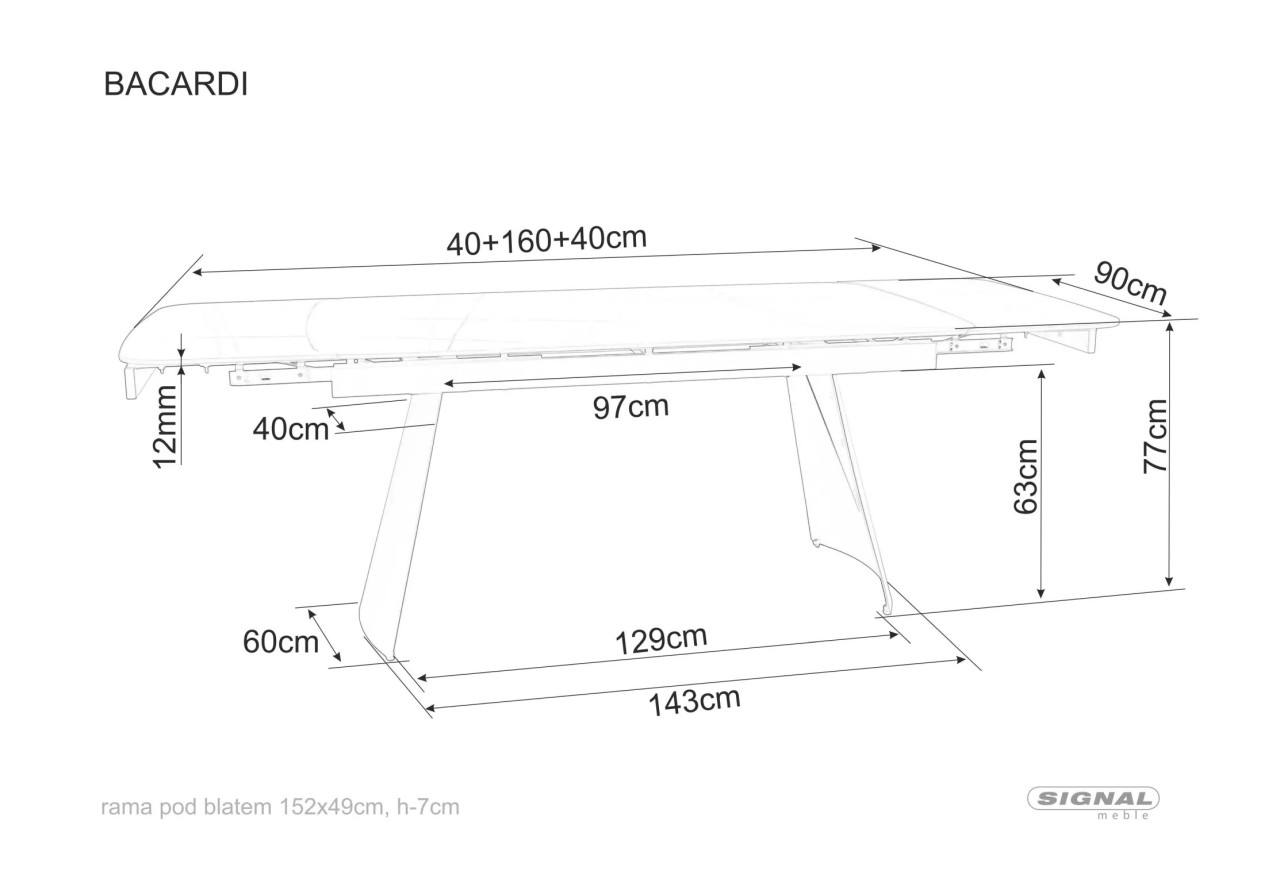 Esstisch Bacardi  Lux (90x160-240) Esstisch Bacardi  Lux (90x160-240)