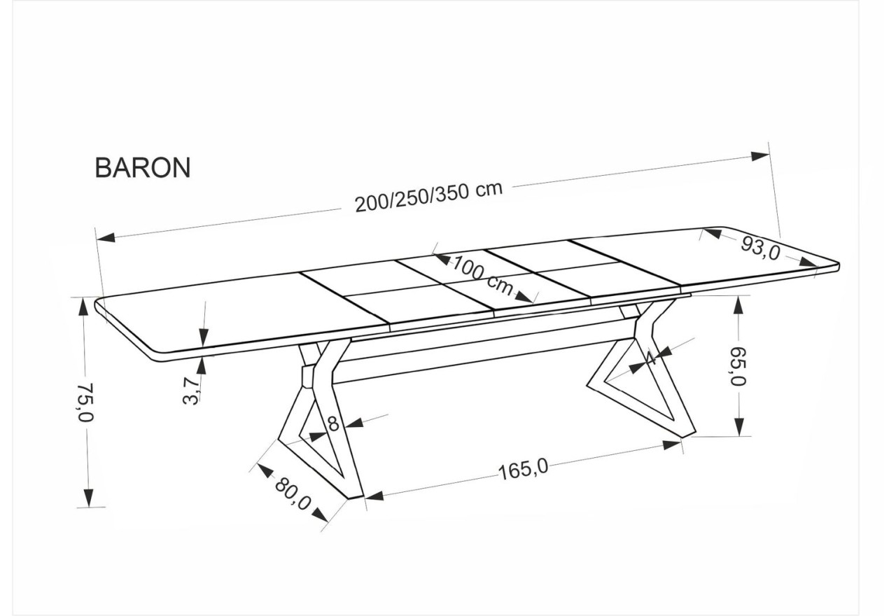 Esstisch Baron (93x200-250-350) Esstisch Baron (93x200-250-350)