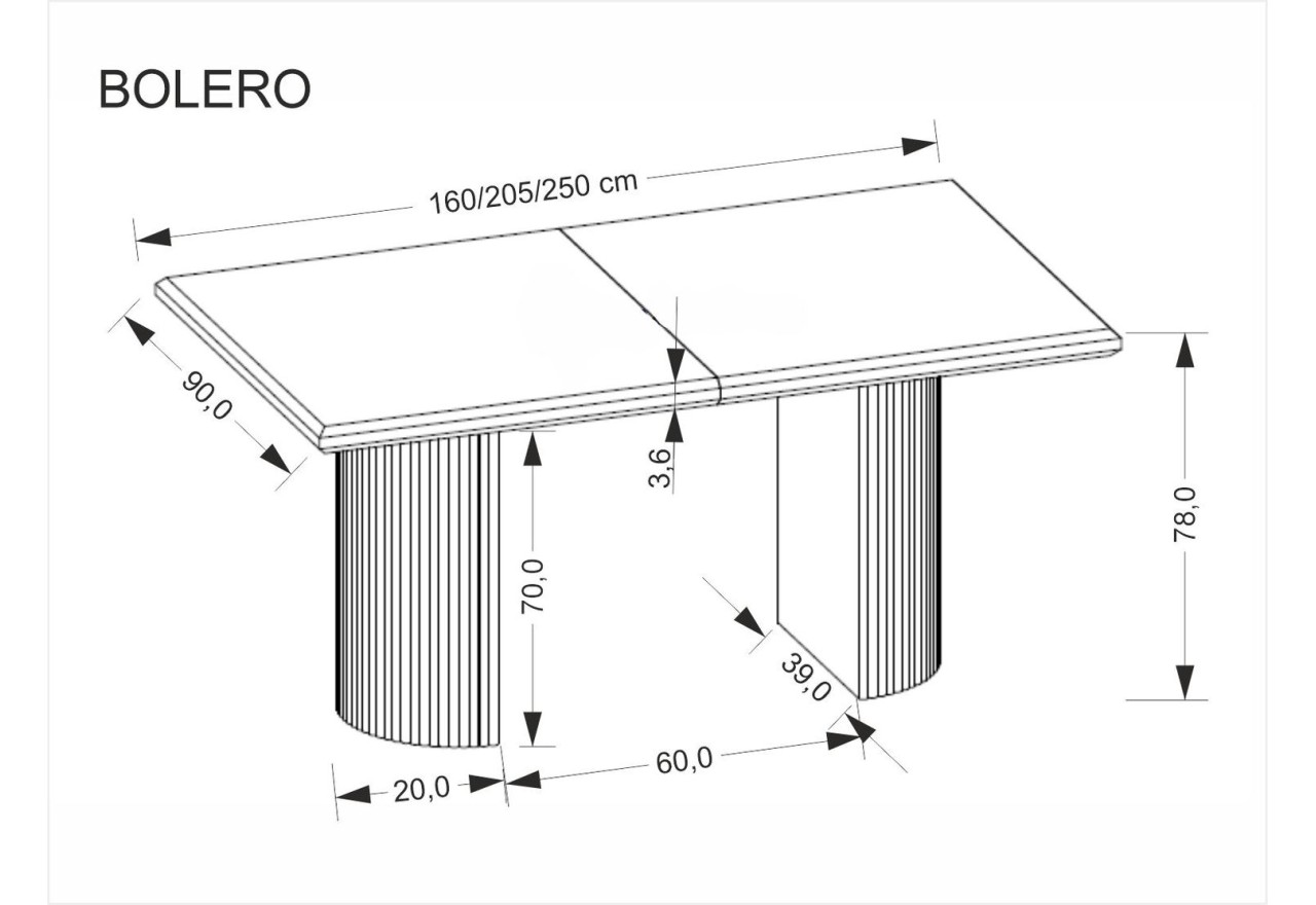 Esstisch Bolero (90x160-250)