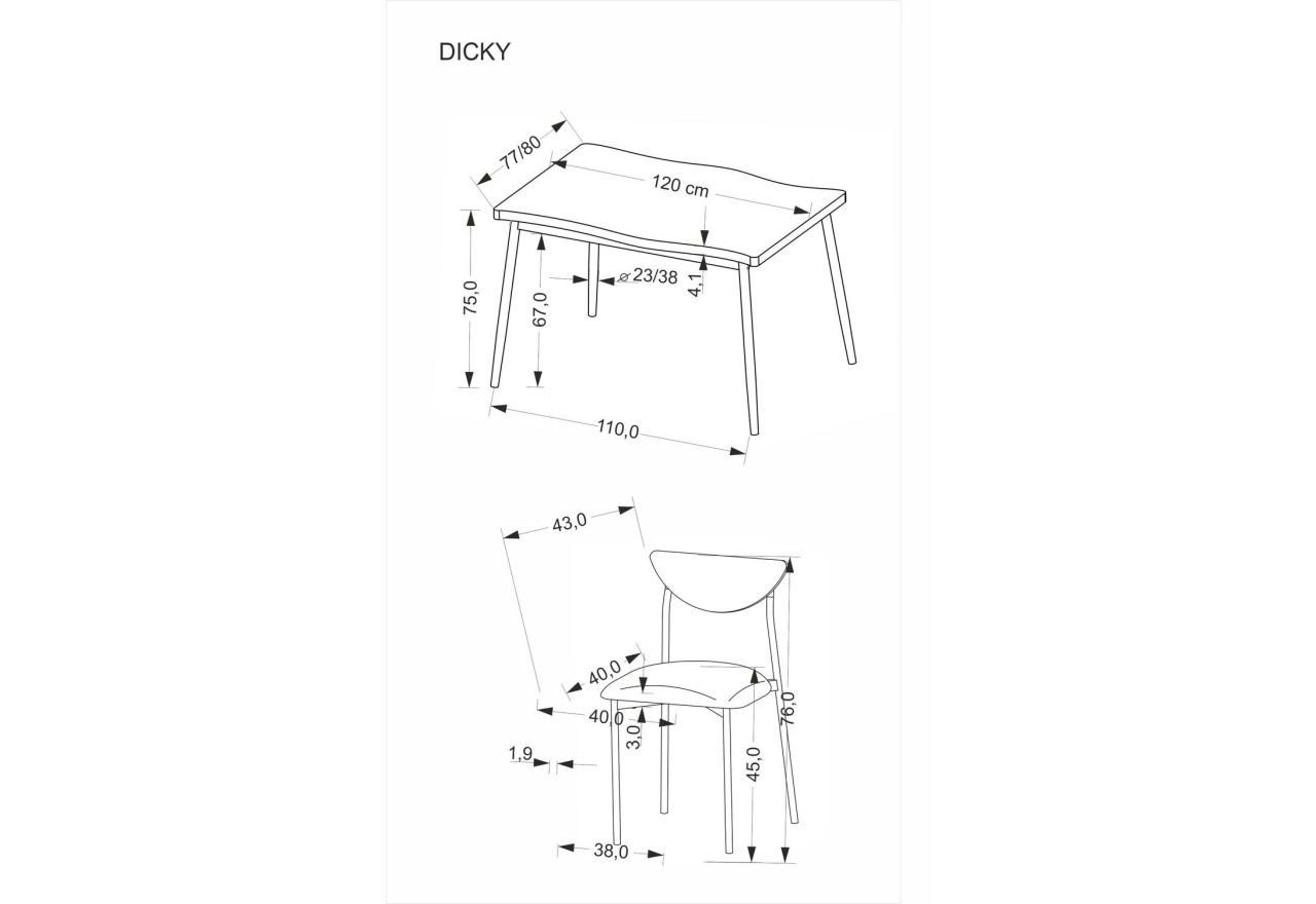 Esstisch Set Dicky (80x120) Esstisch Set Dicky (80x120)