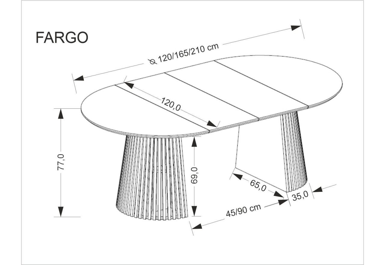 Esstisch Fargo (120x 120-165-210)