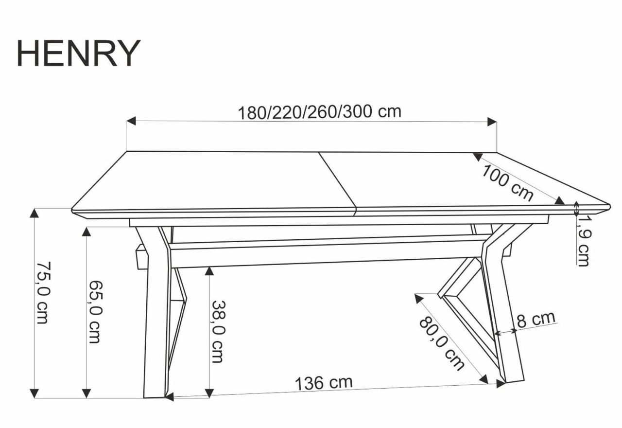 Esstisch Henry (100x180/220/260/300) Esstisch Henry (100x180/220/260/300)