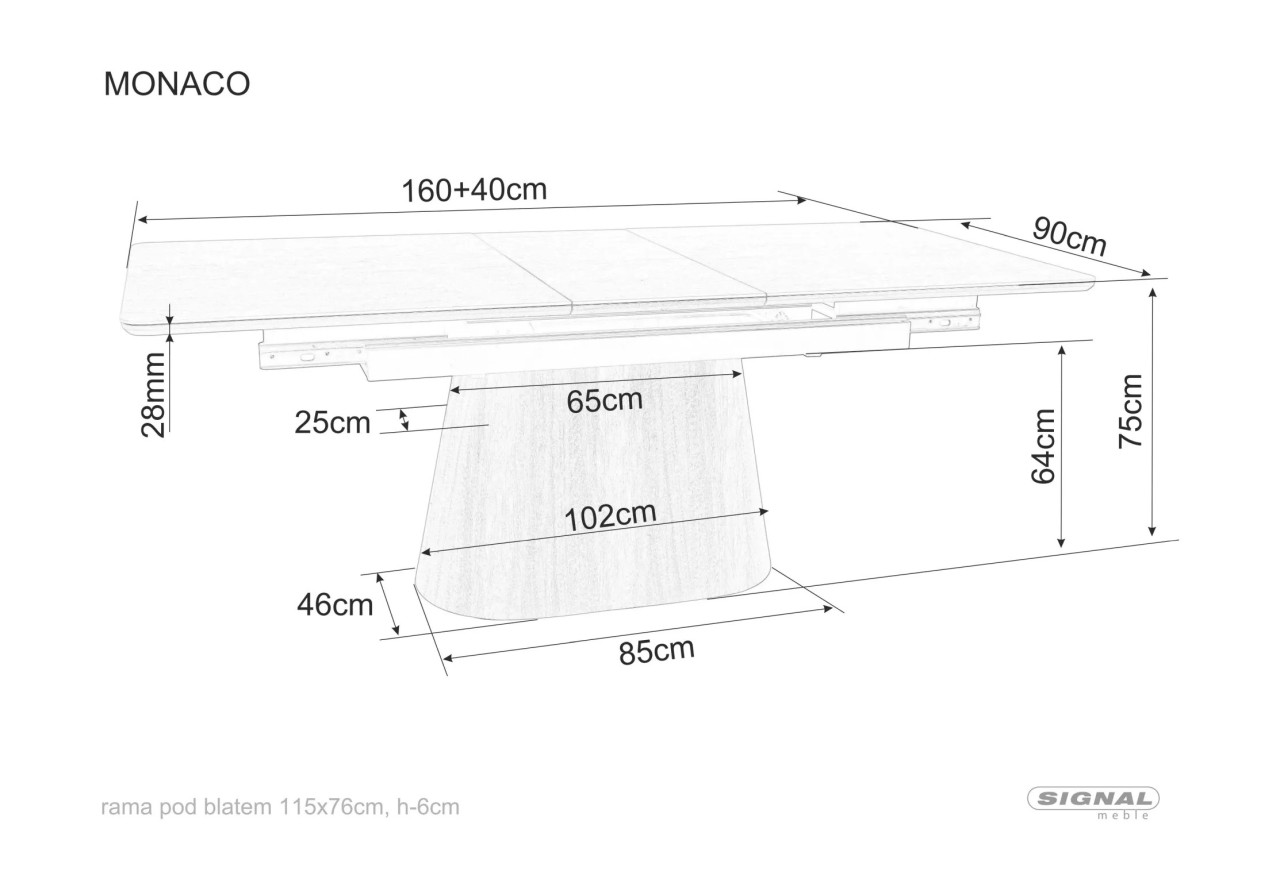 Esstisch Monacco (90x160-200)