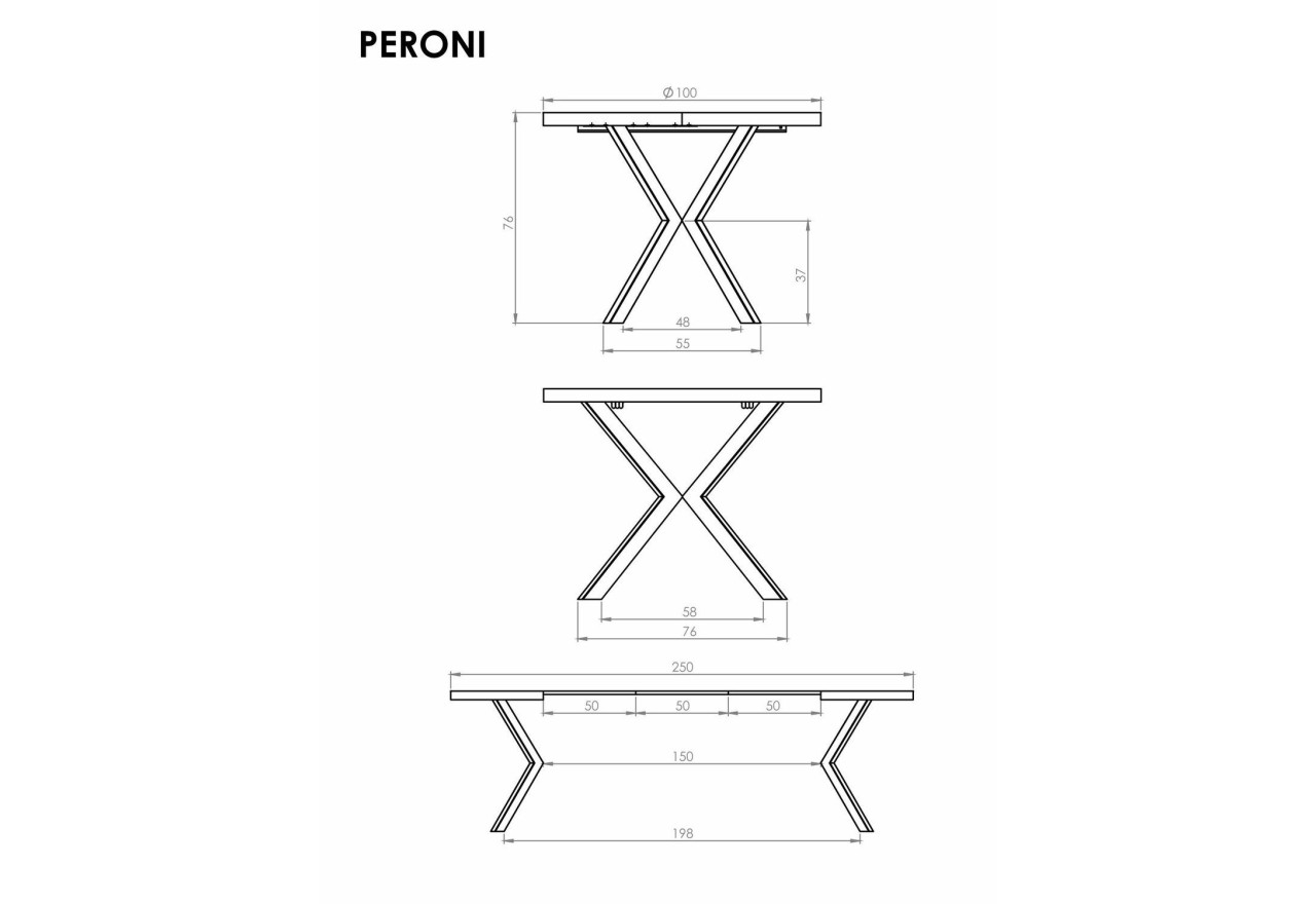 Esstisch Peroni Nero (75x100-250) Esstisch Peroni Nero (75x100-250)