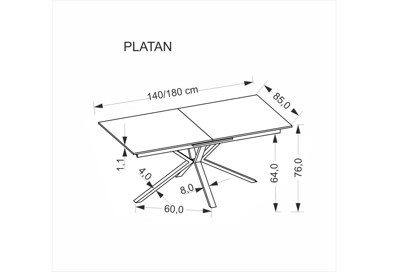 Esstisch Platan (85x140-180)