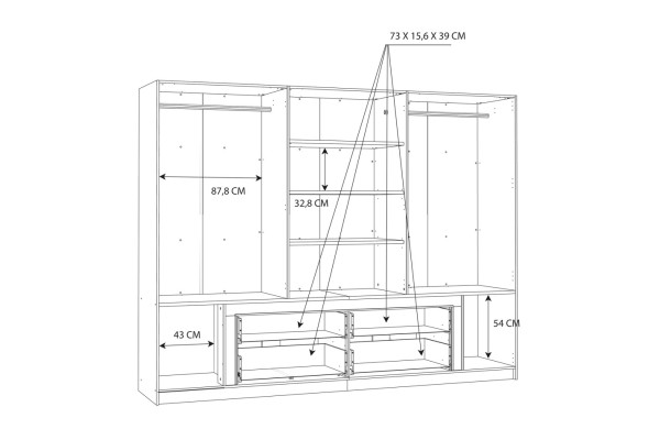 Kleiderschrank Luano Bianco (270cm)