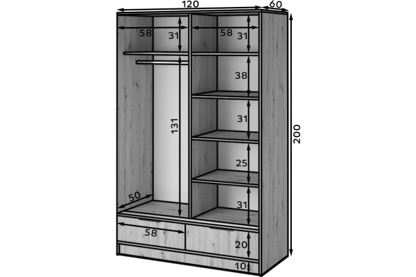 Kleiderschrank  Marccelo (120cm) 