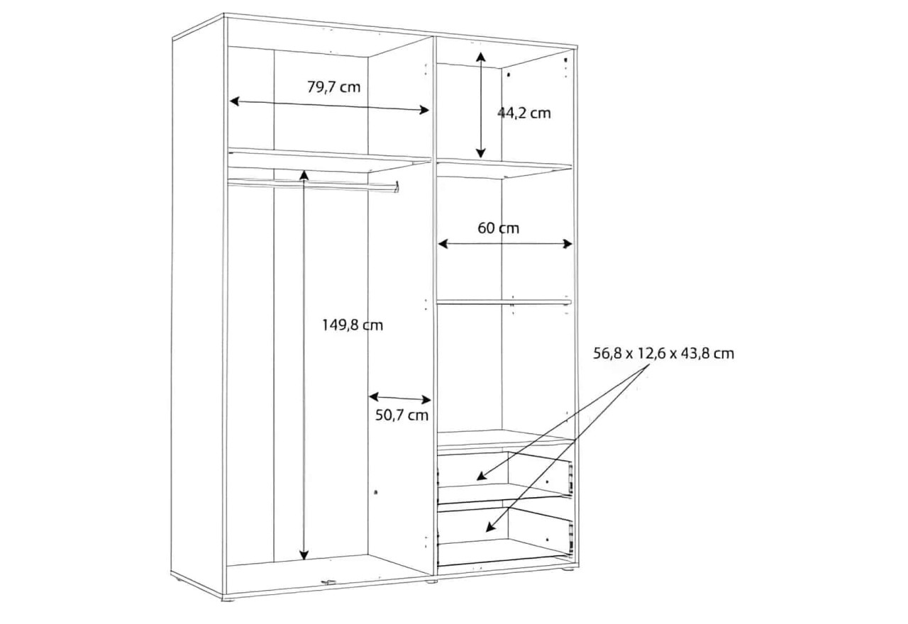 Kleiderschrank Mokaro L (145cm)