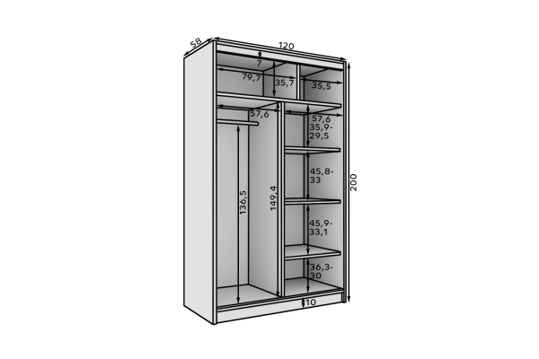 Kleiderschrank Paola (120cm)