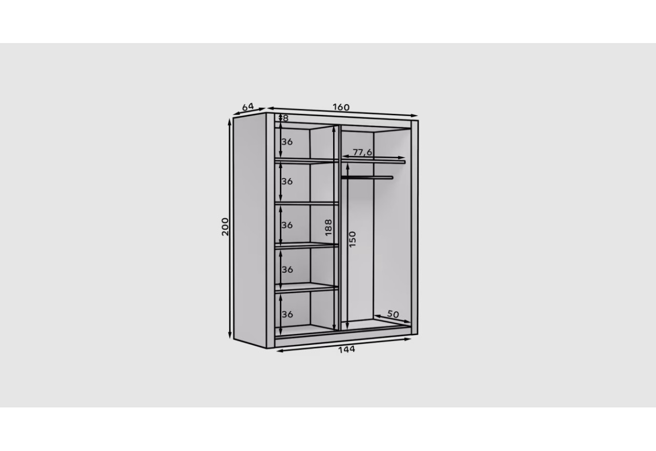 Kleiderschrank Rudi M (160cm) Kleiderschrank Rudi M (160cm)