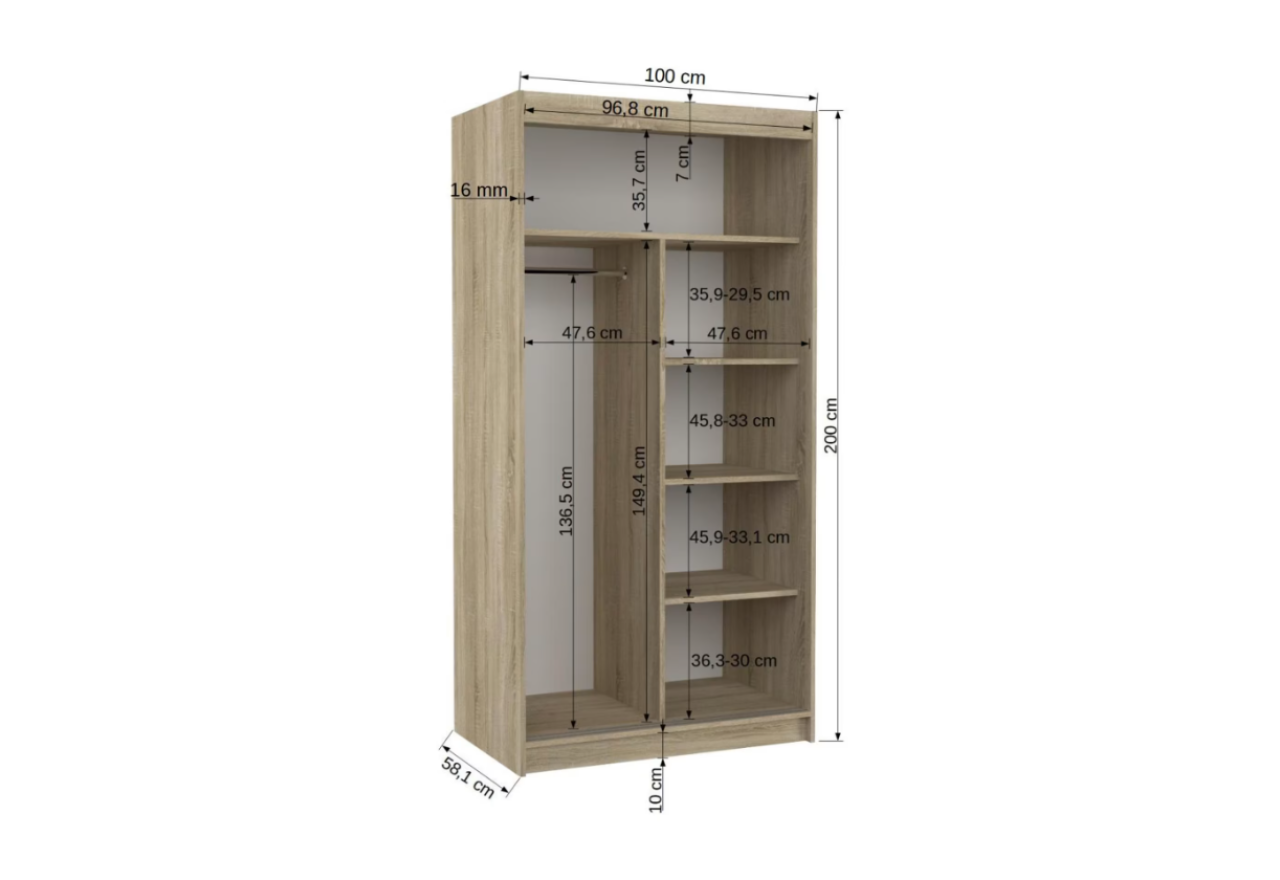Kleiderschrank Saviro (100cm)