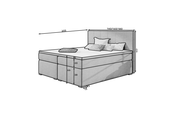 Boxspringbett Sabine  L (180x200)/ Ab Lager