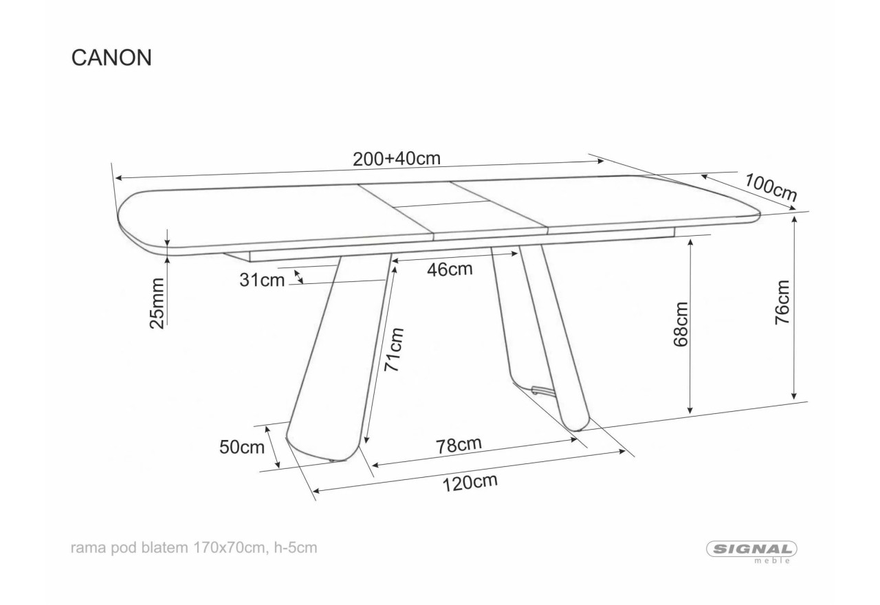 Esstisch Canon (76x200-240)