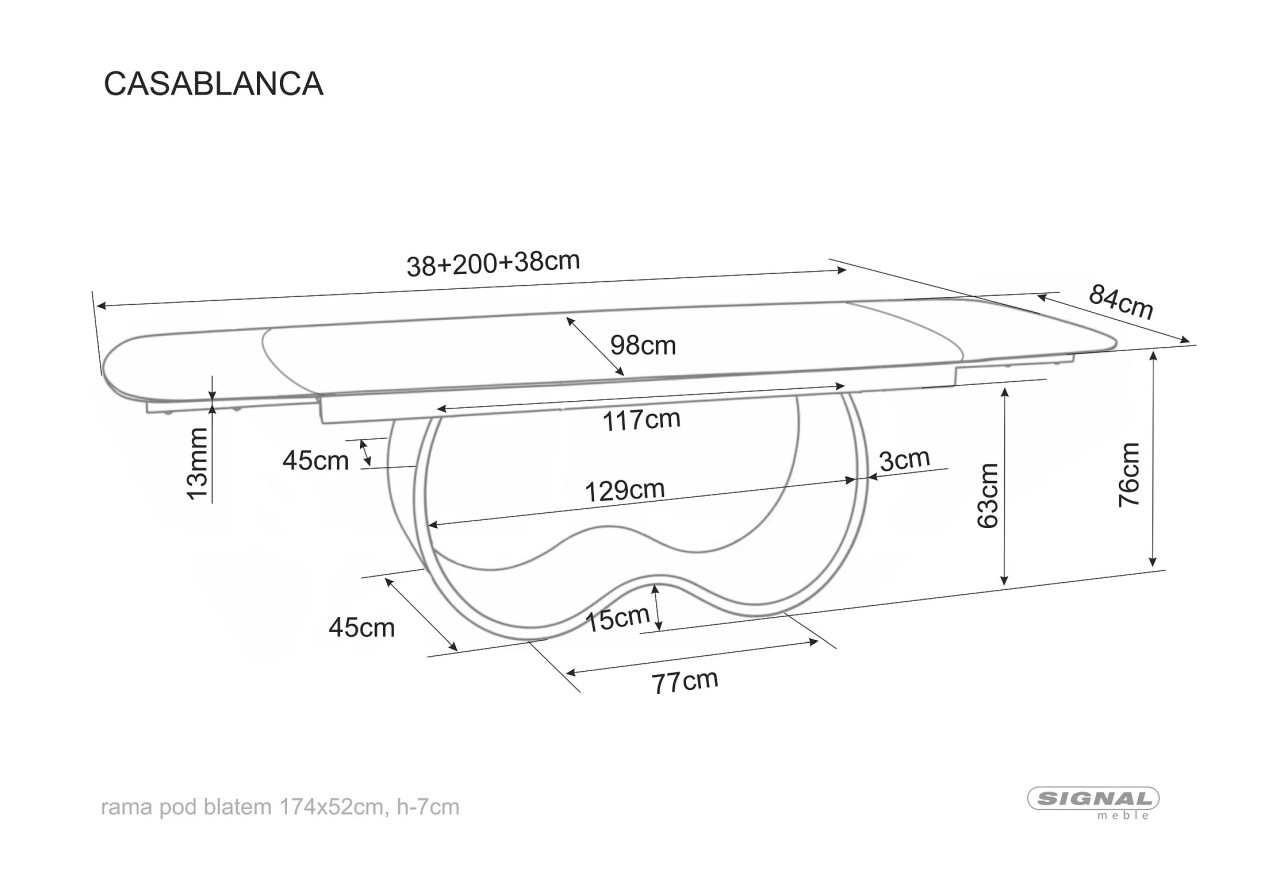 Esstisch Casablanca (76x198-274)