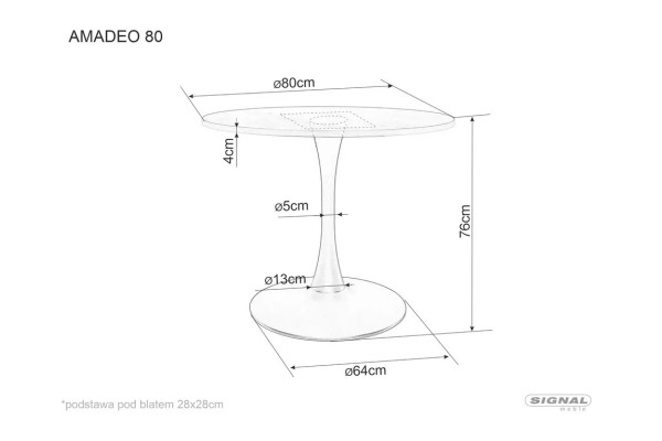 Esstisch Amadeo S (o80x76)