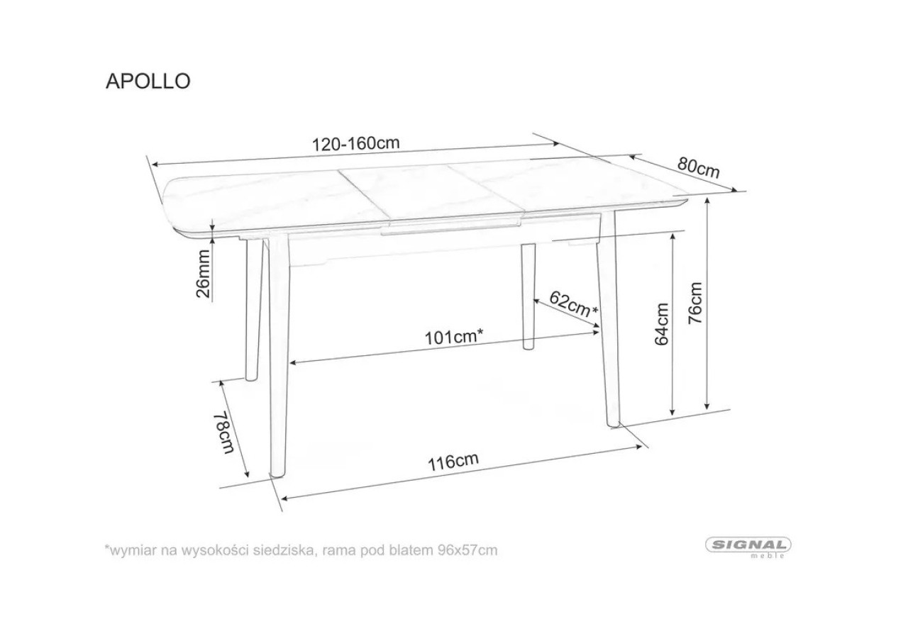 Esstisch Apollo S (80x120-160)