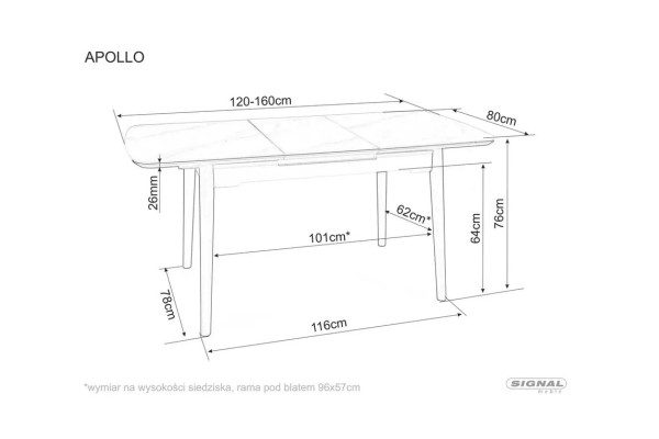 Esstisch Apollo S (80x120-160)