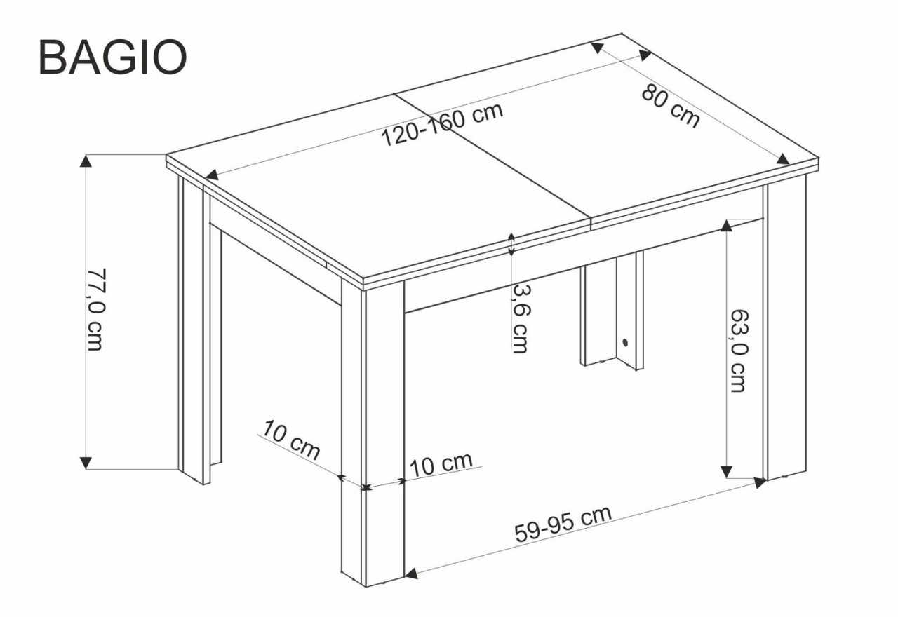 Esstisch Bagio (80x120-160)