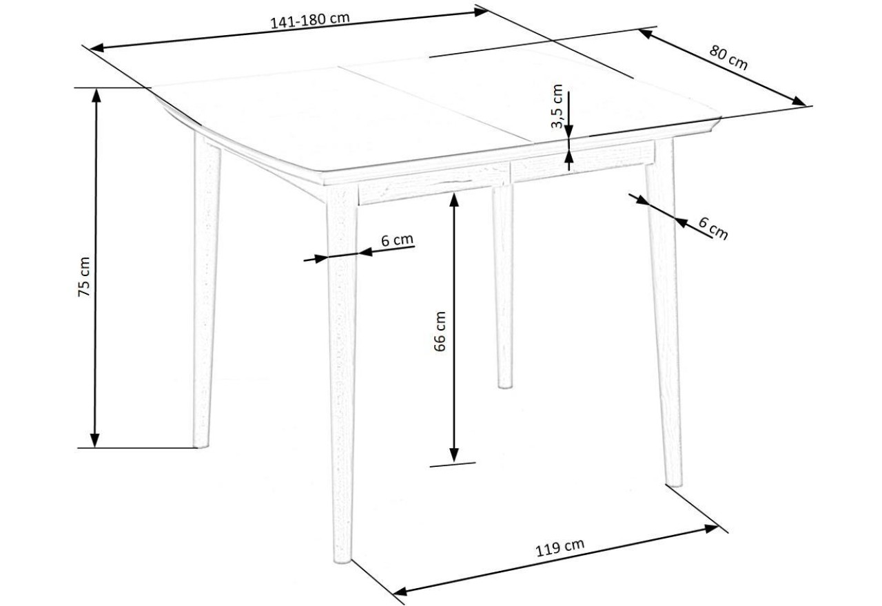 Esstisch Barret (80x90-190)