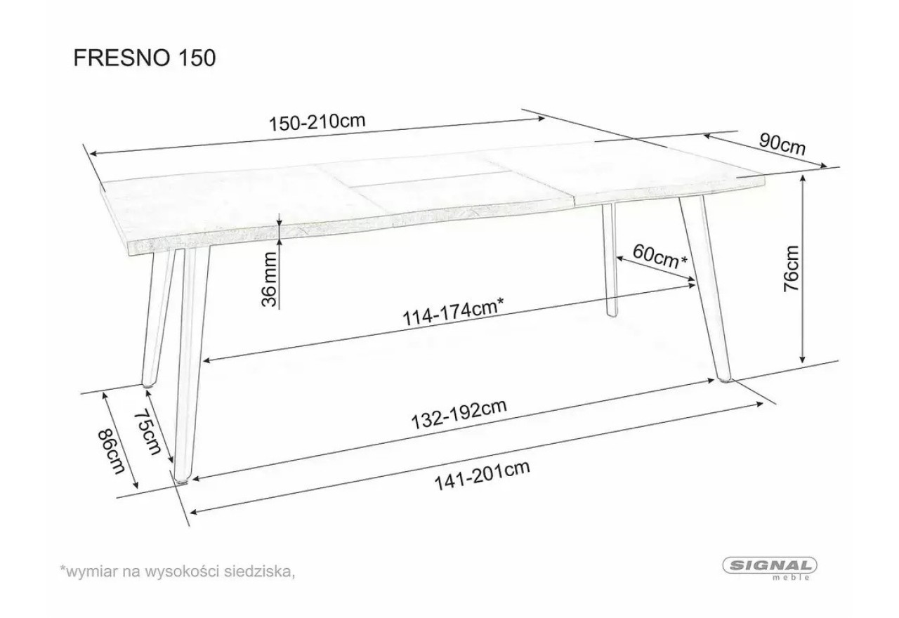 Esstisch Fresno M (90x150-210)