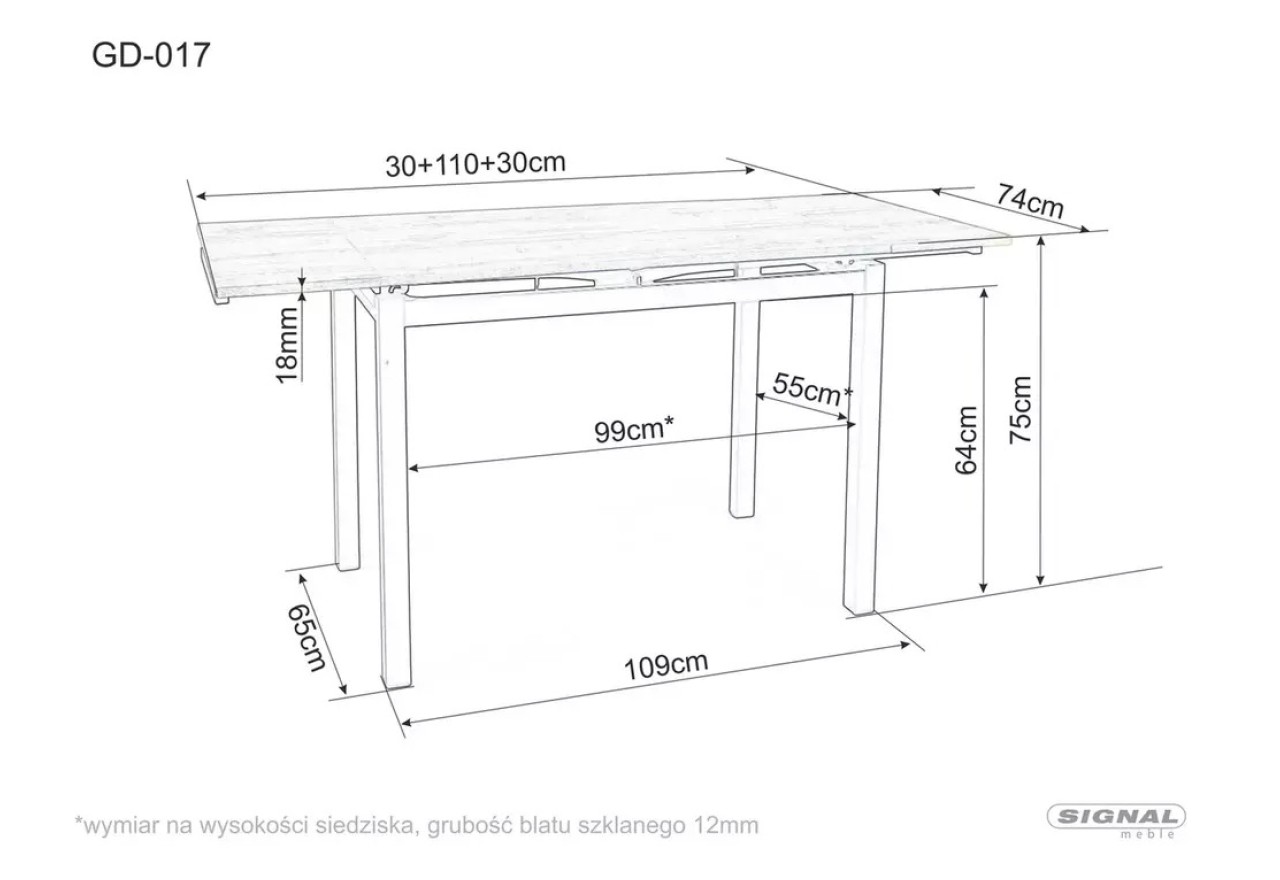 Esstisch GD17 Lux (74x110-170)