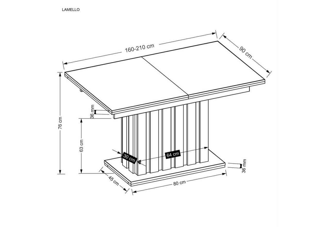 Esstisch Lamello L (90x160-210)