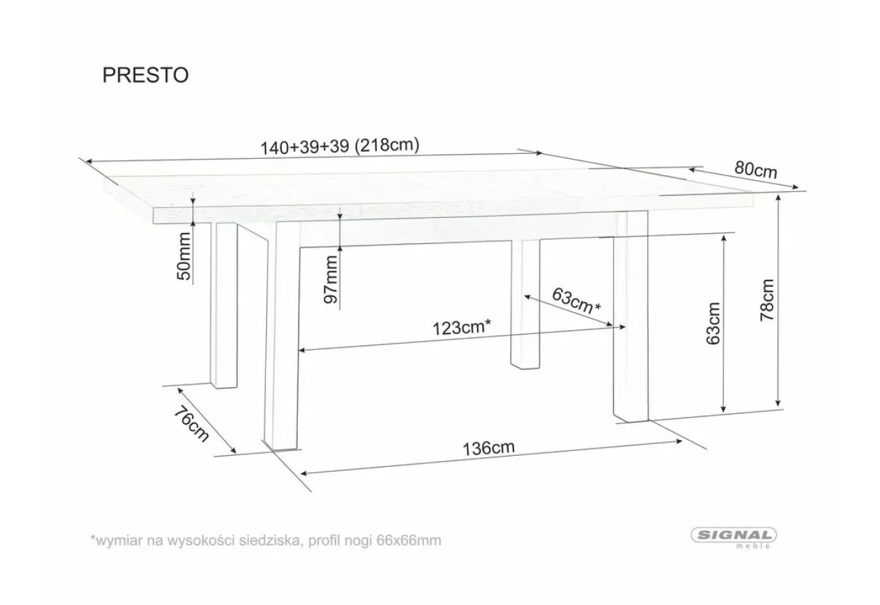 Esstisch Presto (80x140-218)