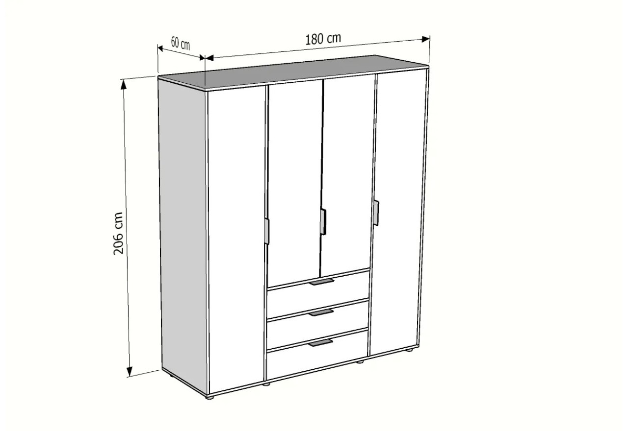 Kleiderschrank Deni L (206cm)