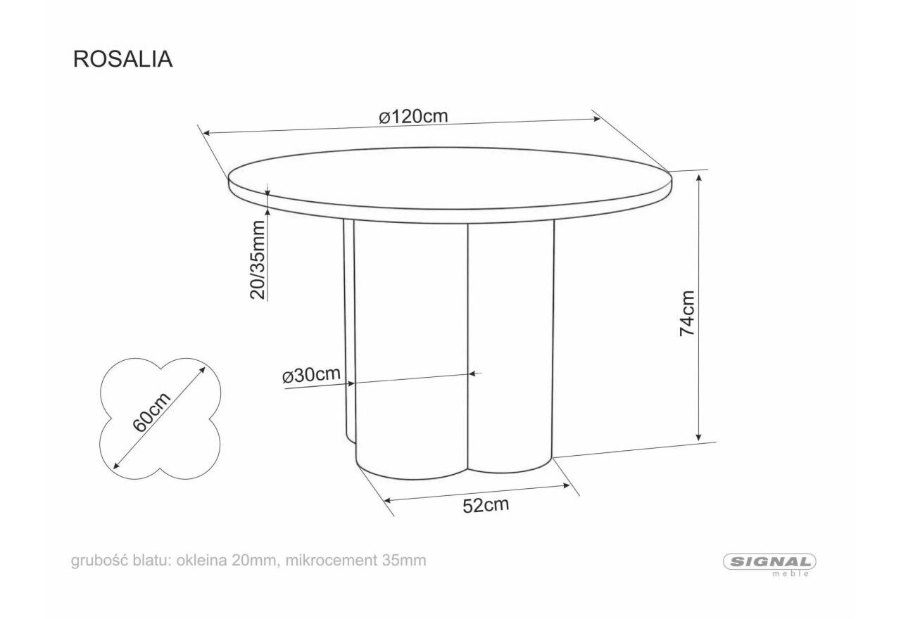 Esstisch Rosalia (74xo120)