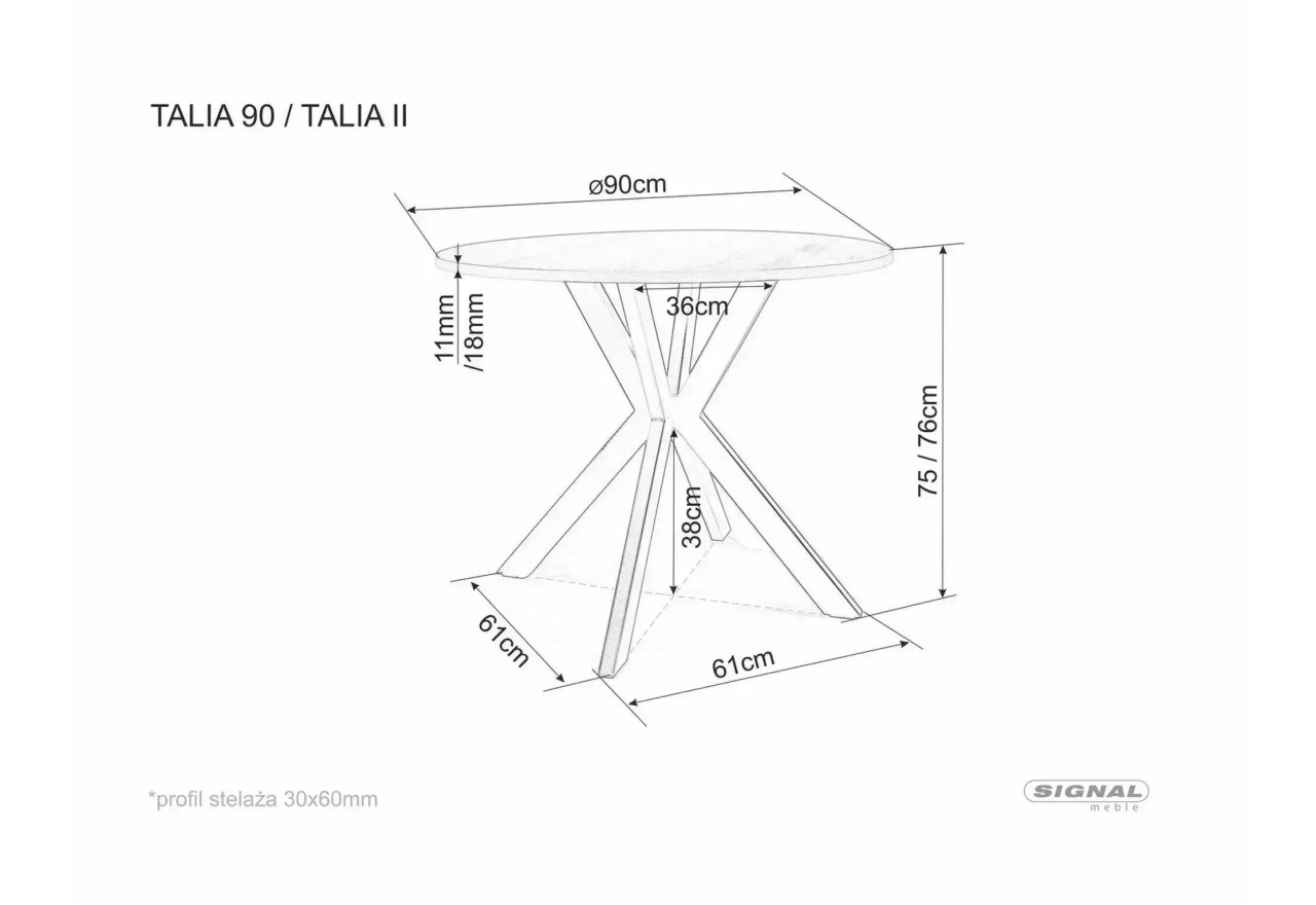 Esstisch Talia (76xo90)