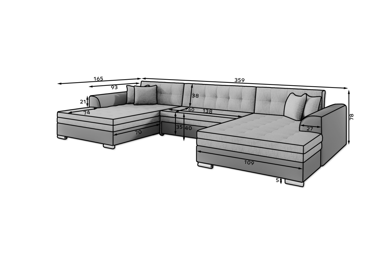 Ecksofa Grande-U Lux / An Lager