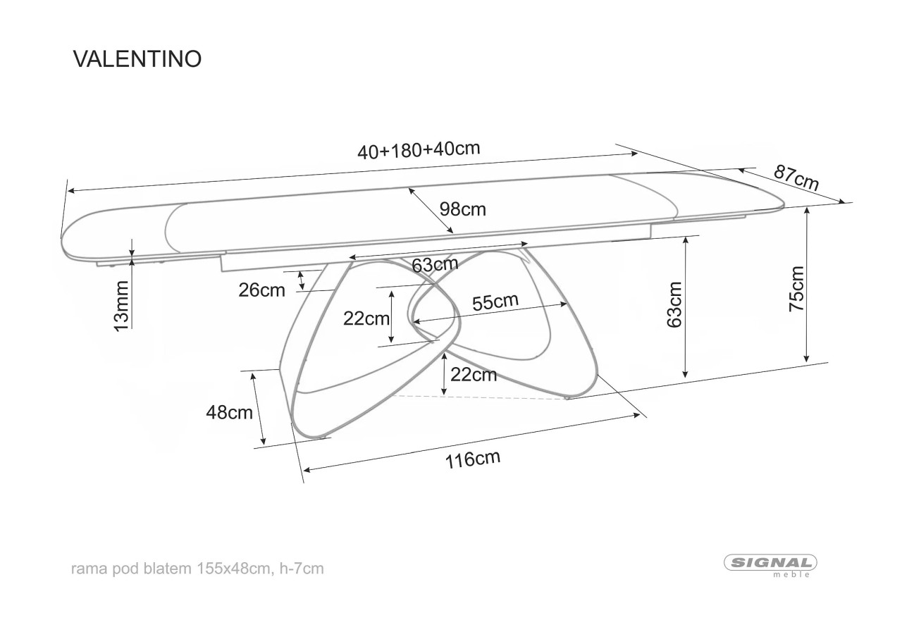 Esstisch Vallentino (75x180-260)