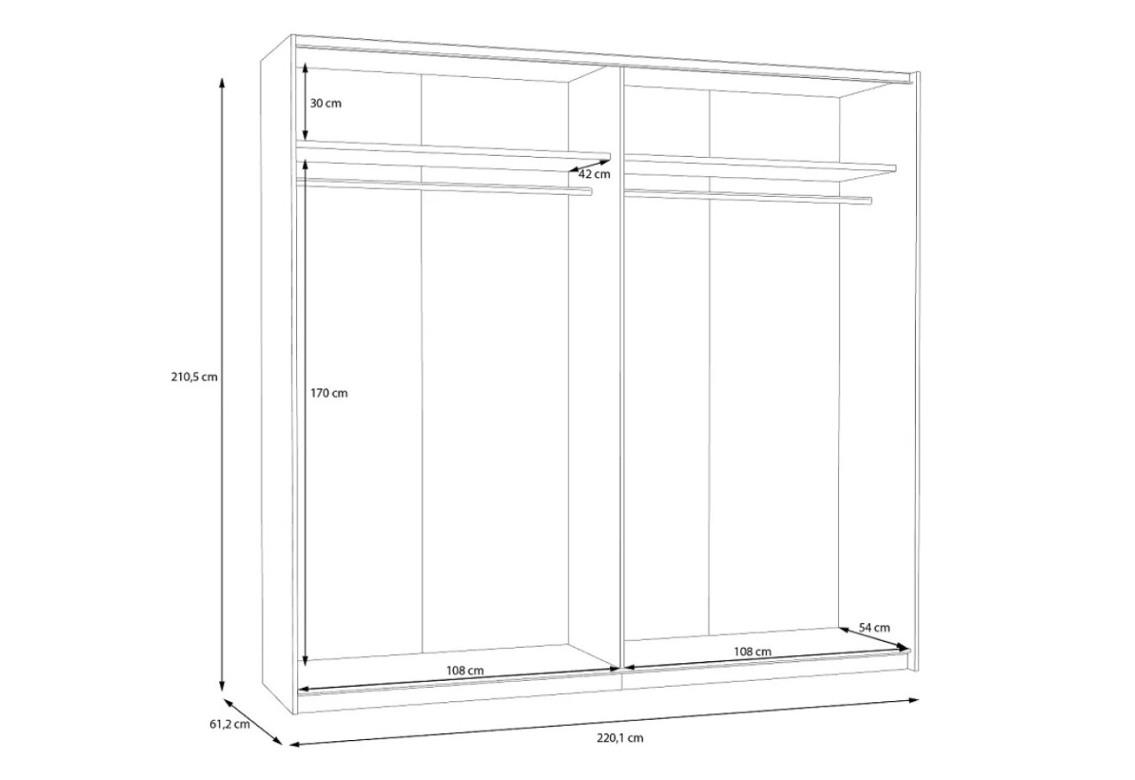 Kleiderschrank Sah L (220cm)