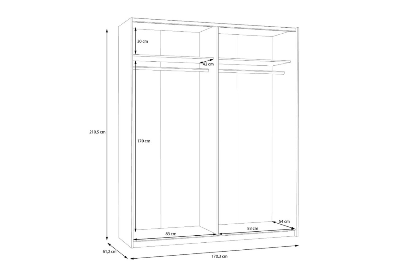 Kleiderschrank Sah Lux M (170cm)