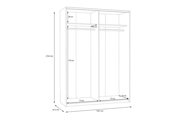 Kleiderschrank Sah Lux S (150cm)